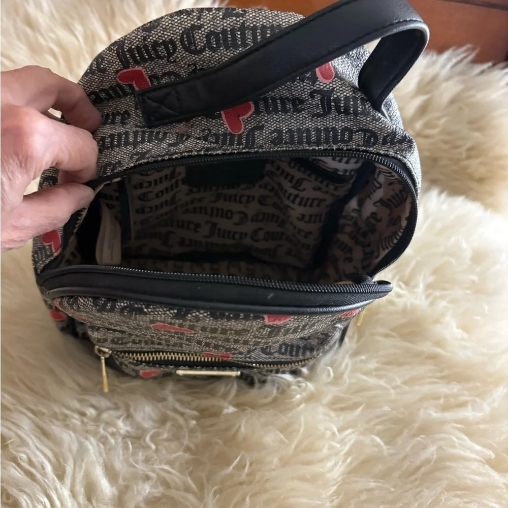 Juicy Couture Logo Black and Red Heart Mini Backpack